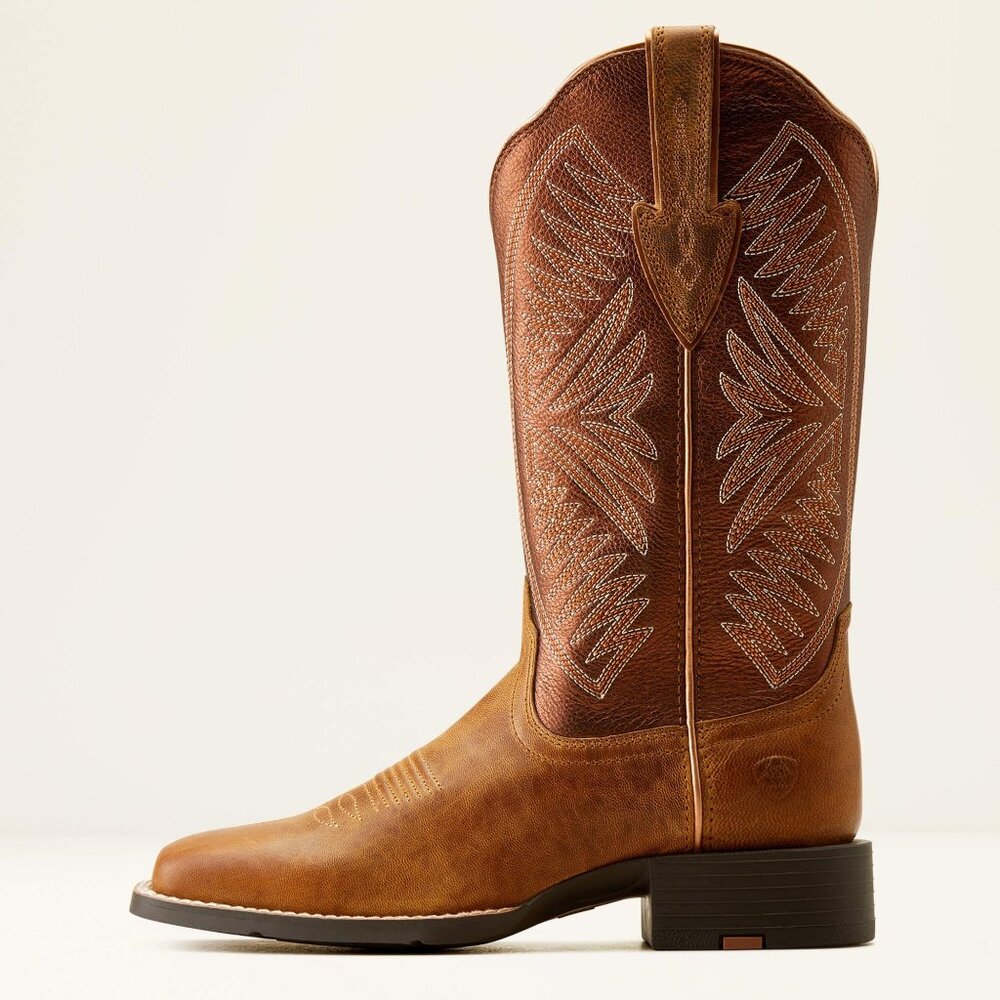 Women's Round  Up Ruidoso Western Boot PEARL BURNISHED CHESTNUT Size 9 B - Picture 5 of 11